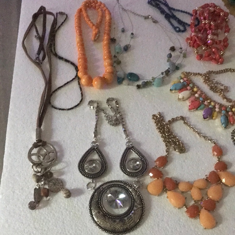 Assorted Women's Orange Statement Necklace Set